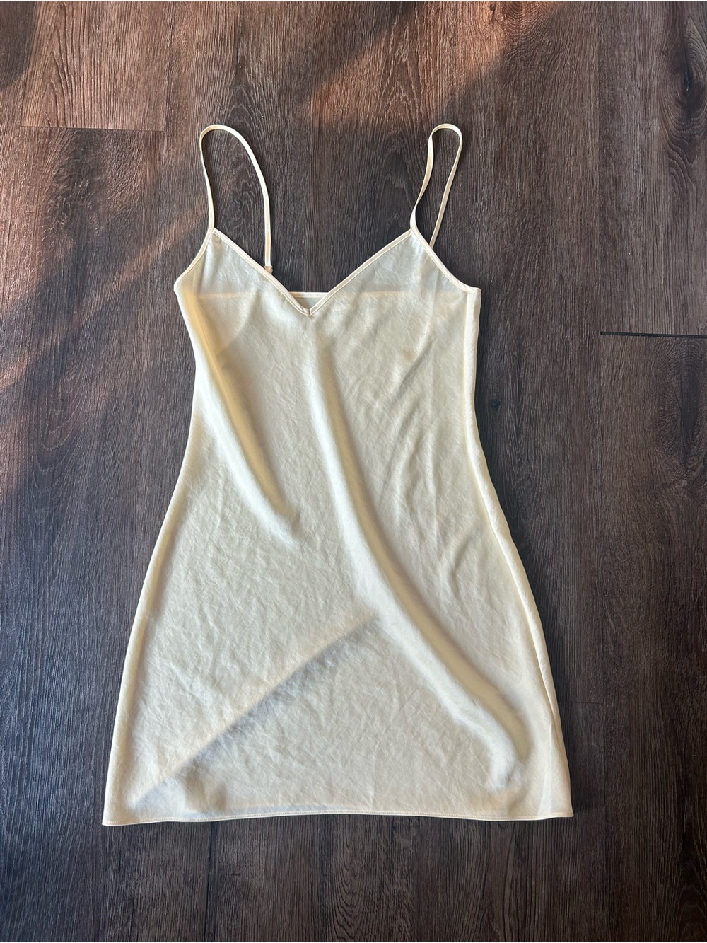 Aritzia Wilfred Light Yellow Satin Slip Dress